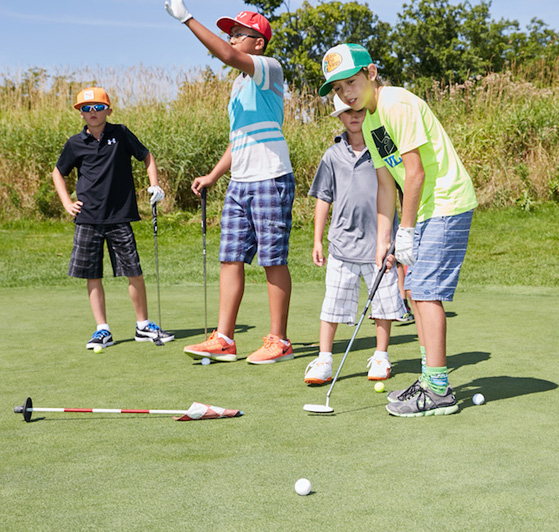Kids enjoying summer golf camp in Mississauga.